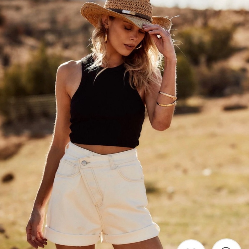 12th Tribe Asymmetrical White Shorts